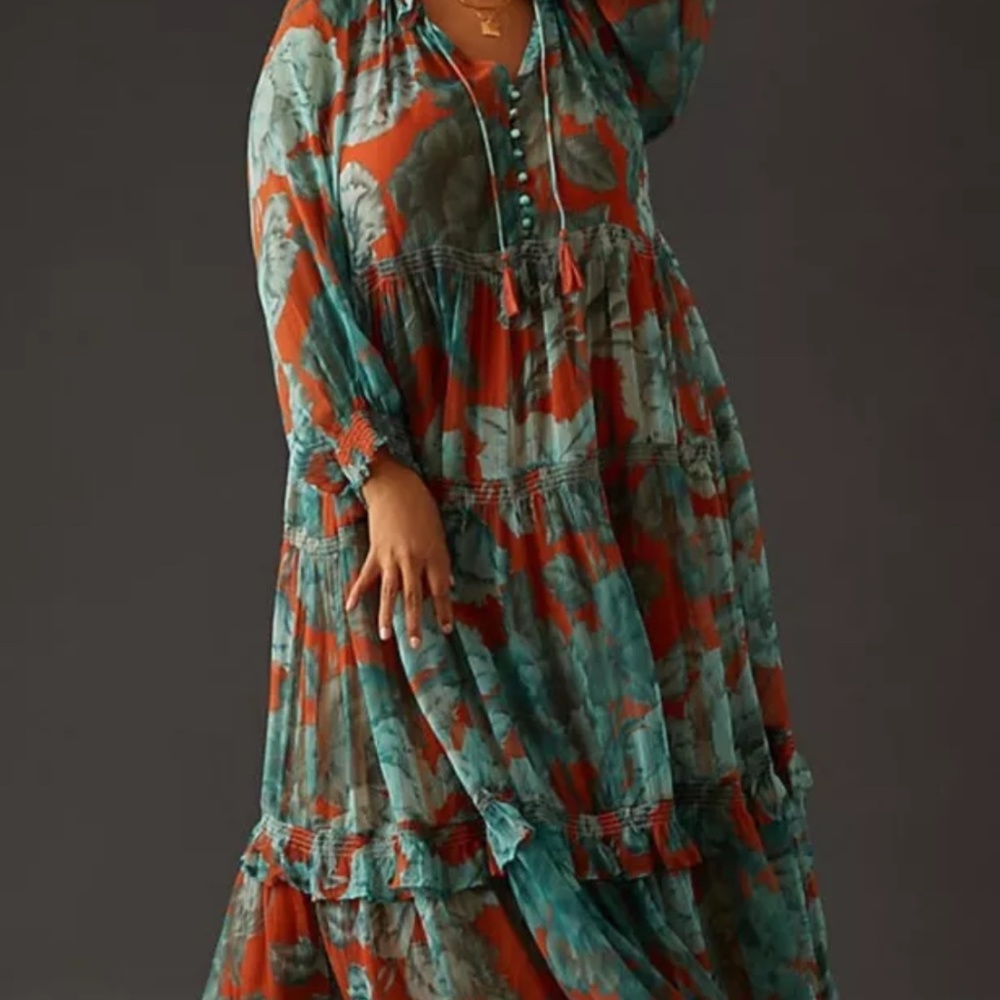 Anthropologie X Marais Chiffon Floral Maxi Dress Multicolor Size S No Slip - Picture 3 of 6